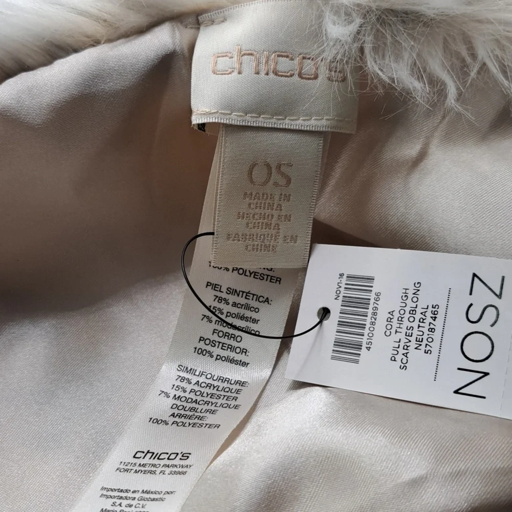 Chico's Cora Pull Through Faux Fur Scarf